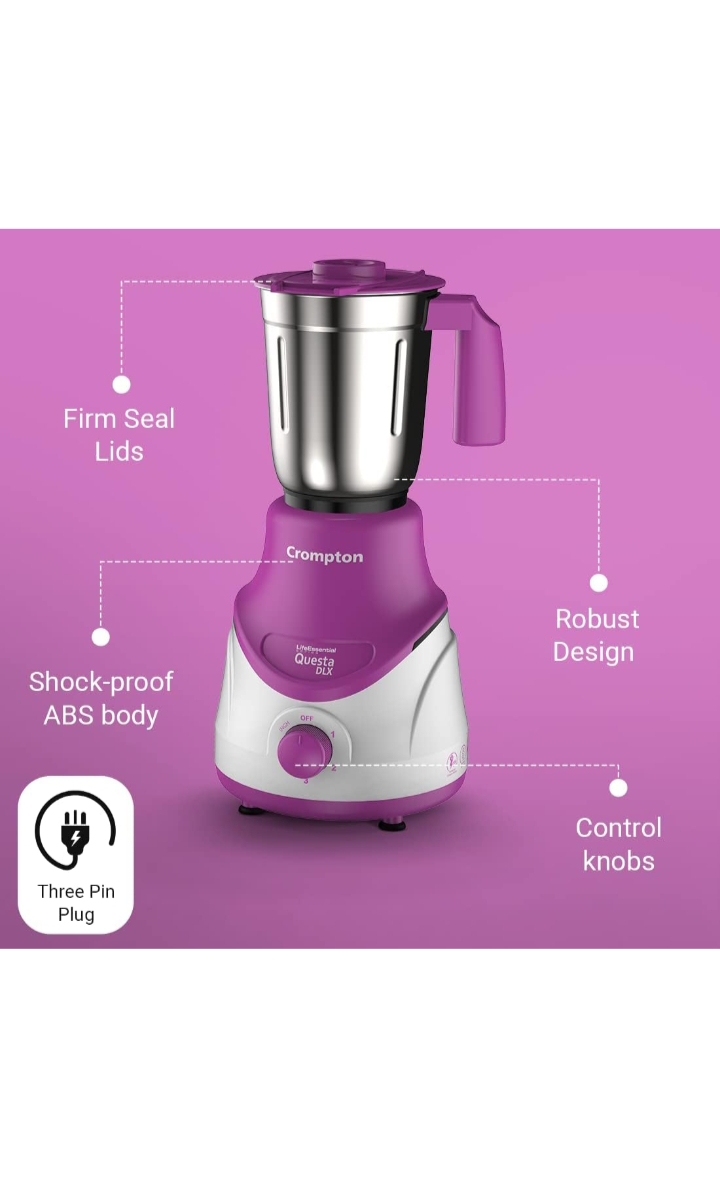 Crompton QUESTA DLX Mixer Grinder 100 Copper Motor & Motor VentX